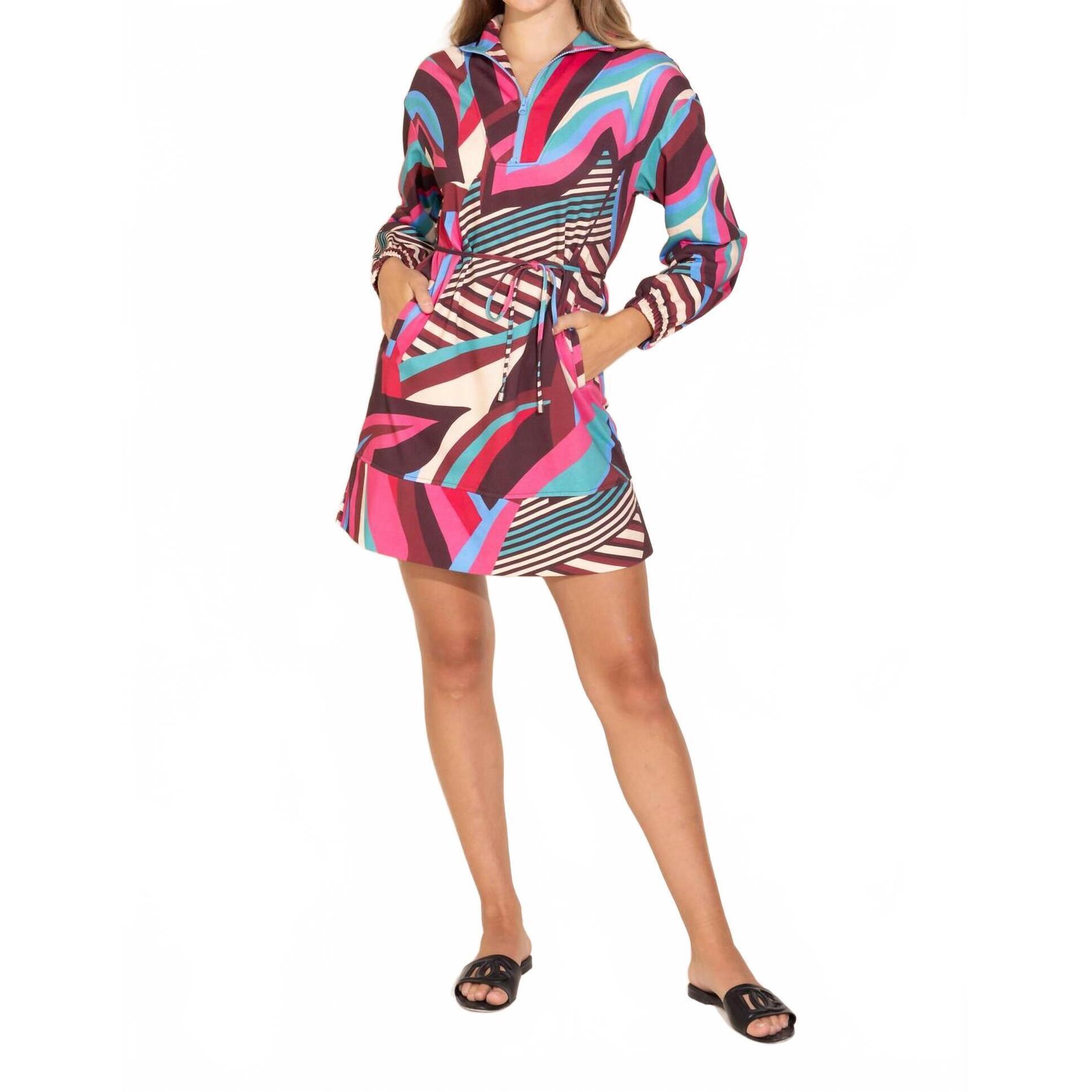 New Alden Adair Logan Mini Dress In Retro Palm